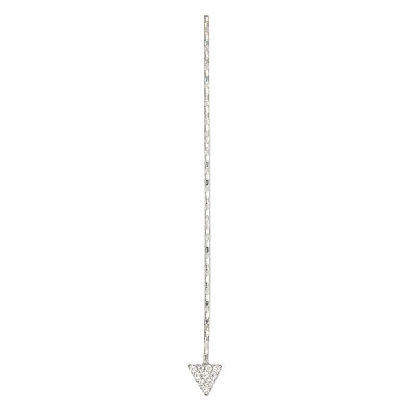 Paddle pin, cubic zirconia and rhodium-plated sterling silver, clear, 2-inch diamond-cut twisted with 5mm triangle, 22 gauge. Sold individually. image number 0