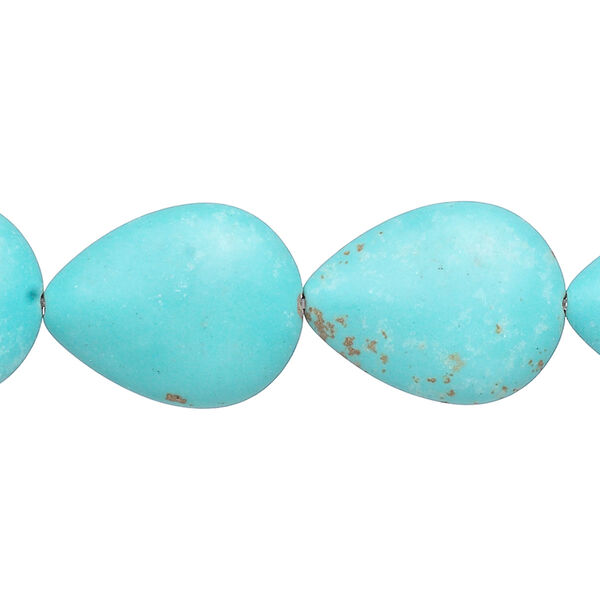 Bead, magnesite (dyed / stabilized), light blue, 18x14mm-19x15mm puffed teardrop, B- grade, Mohs hardness 3-1/2 to 4. Sold per 16-inch strand. image number 0