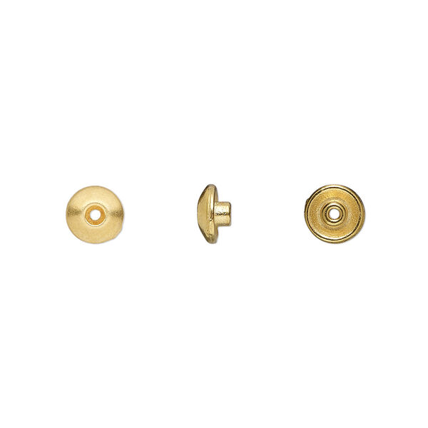 Bead aligner, TierraCast® BeadAligners™, gold-plated pewter (tin-based alloy), 6x3mm rondelle with 3mm peg. Sold per pkg of 100. image number 0