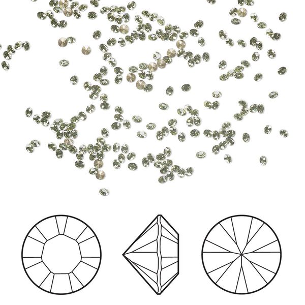 Chaton 12pk peridot foil back, Crystal Passions® Regenerated 1.35-1.4mm round PP7 1028 image number 0
