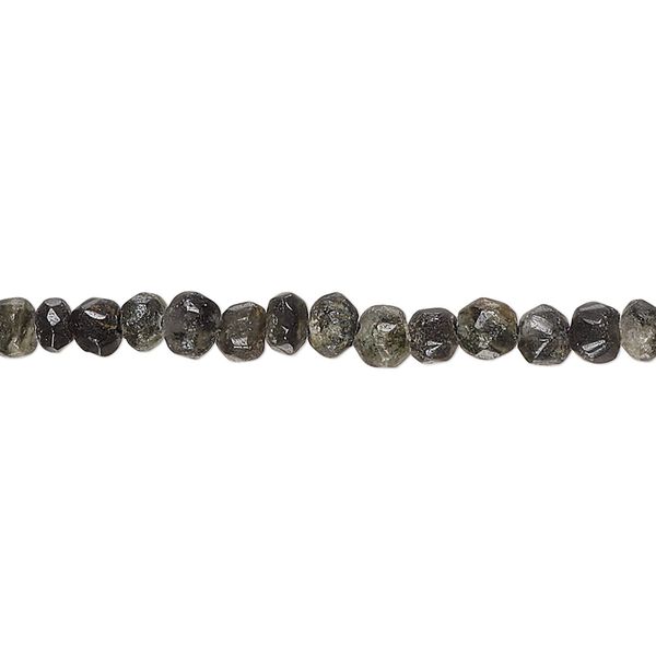 Grey feldspar 1pkg1, hand-cut faceted uneven round bead natural 14 inch 4-5mm image number 0