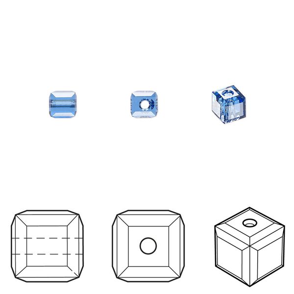 Bead 12pk sapphire, Crystal Passions® 4mm cube 5601 image number 0