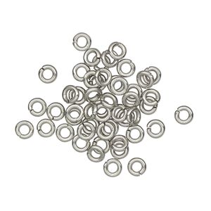 Jump ring, stainless steel, 4mm round, 2mm inside diameter, 18 gauge. Sold per pkg of 50.