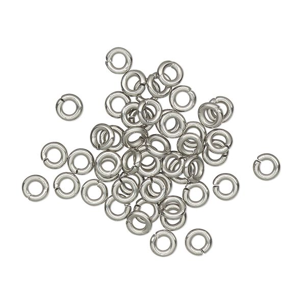 Jump ring, stainless steel, 4mm round, 2mm inside diameter, 18 gauge. Sold per pkg of 50. image number 0