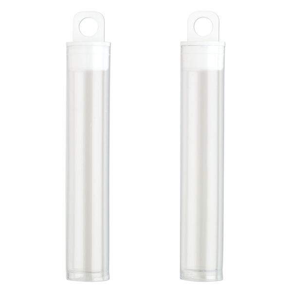 Vial, plastic, clear and white, 3 x 9/16 inch cylinder with hang tab. Sold per pkg of 10. image number 1