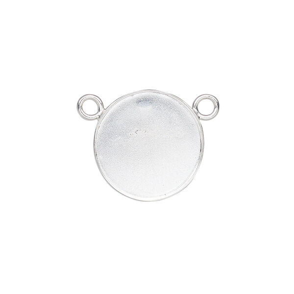 Connector, Almost Instant Jewelry®, fine silver, 17mm closed-back round with 16mm round bezel setting. Sold individually. image number 0
