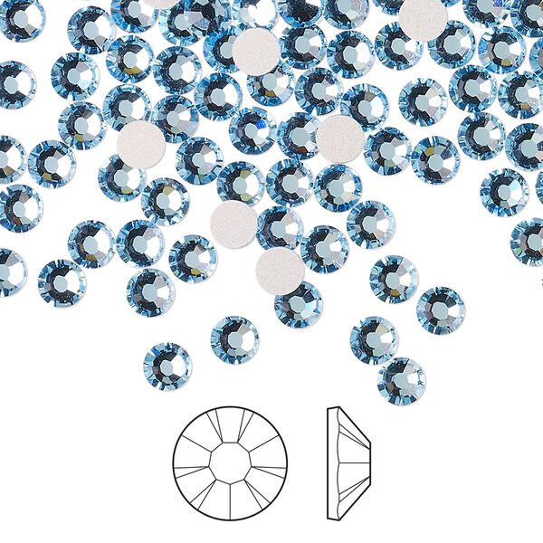 Flat back 144pk aquamarine foil back, Preciosa MAXIMA Czech crystal rhinestone 3.8-4mm chaton rose round SS16 image number 0