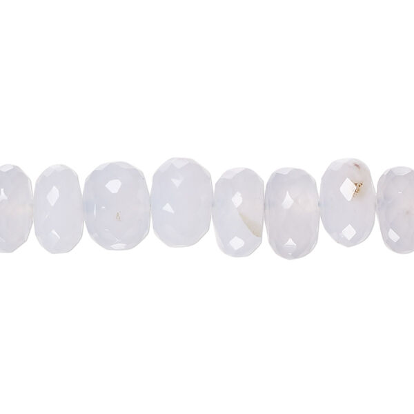 Bead, blue chalcedony (dyed), light, 9x4mm-11x7mm hand-cut faceted rondelle with 0.4-1.4mm hole, B grade, Mohs hardness 6-1/2 to 7. Sold per 14-inch strand. image number 0