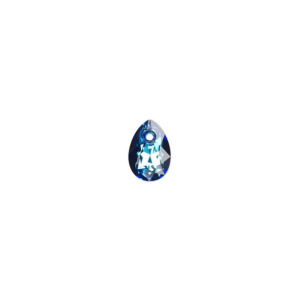 Drop 4pk crystal Bermuda blue P, Crystal Passions® 9x6mm pendant pear cut 6433 image number 0