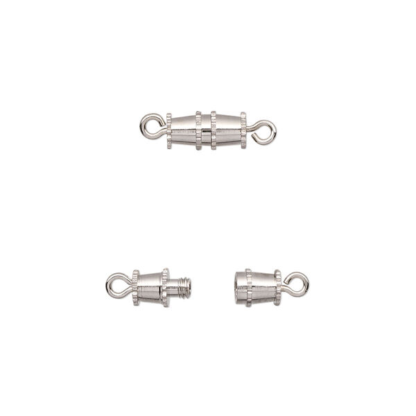 Clasp, barrel, imitation nickel-plated brass, 8x4mm. Sold per pkg of 10. image number 0