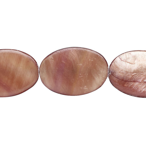 Mother-of-pearl shell 1pkg1, flat oval bead 15 inch brown 20x14mm-22x16mm image number 0