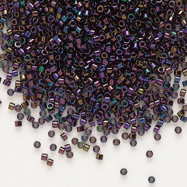 Seed bead, Delica®, glass, pkg/7.5g, #11 round, opaque metallic iris dark plum (DB-0004). image number 0