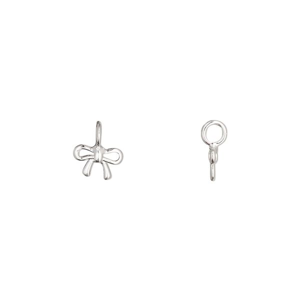Charm 1pkg1 sterling silver 7.5x5.5mm bow tie perpendicular loop image number 0