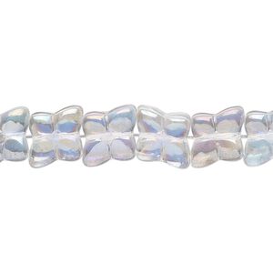 Bead, glass, translucent clear AB, 9mm flower. Sold per 15-1/2" to 16" strand.