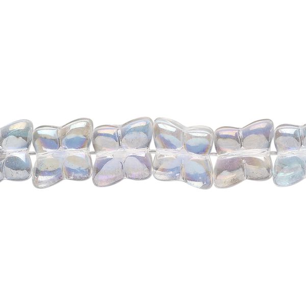 Bead, glass, translucent clear AB, 9mm flower. Sold per 15-1/2" to 16" strand. image number 0