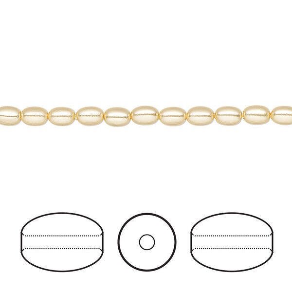 Pearl 500pk gold, Swarovski® 4x3mm rice 5824 image number 0
