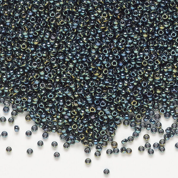 Seed bead, Miyuki, glass, pkg/250g, #15 rocaille, opaque iris gunmetal (RR-456). image number 0