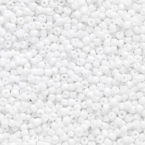 Seed bead, Ming Tree™, glass, pkg/1 pound, #11 round, opaque white.