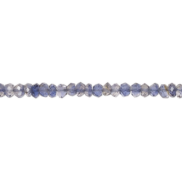 Bead, iolite (natural), medium to dark, 4x2mm hand-cut faceted rondelle and saucer, C grade, Mohs hardness 7 to 7-1/2. Sold per 13-inch strand, approximately 160 beads. image number 0