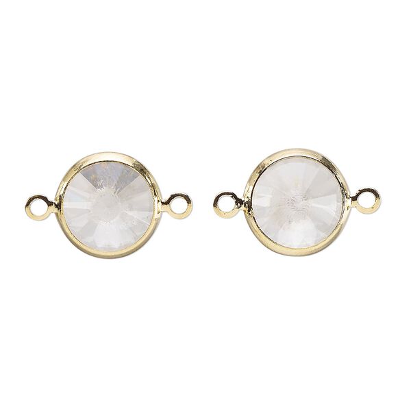Link, Vintage Crystal™, crystal and  gold-plated brass, crystal clear, 12mm rivoli. Sold per pkg of 2. image number 0