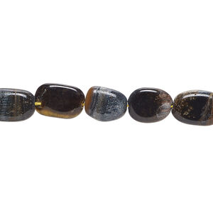 Blue tigereye 1pkg1, hand-cut flat oval bead natural, 12 inch 7x6mm-15x9mm