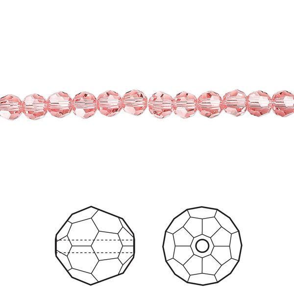 Bead 12pk rose peach, Crystal Passions® 4mm round 5000 image number 0