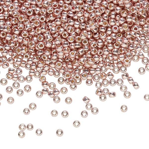 Seed bead, TOHO BEADS®, glass, pkg/7.5g, #11 round, opaque galvanized PermaFinish sweet blush (TR-11-PF552). image number 0