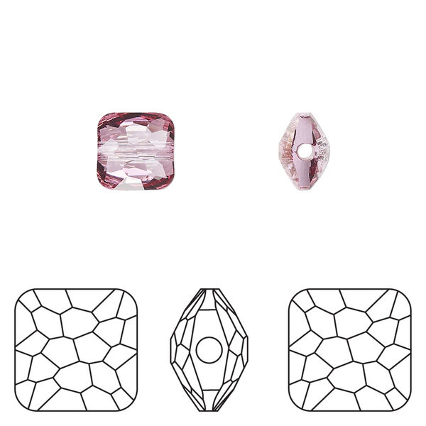 Bead 1pkg144 dark rose TCF™ , Swarovski®, 8mm puffed square 5035 image number 0