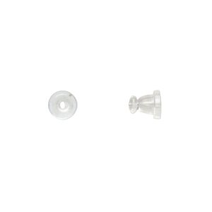 Earnut 1pkg100, 6x5mm, rubber clear 50 pair