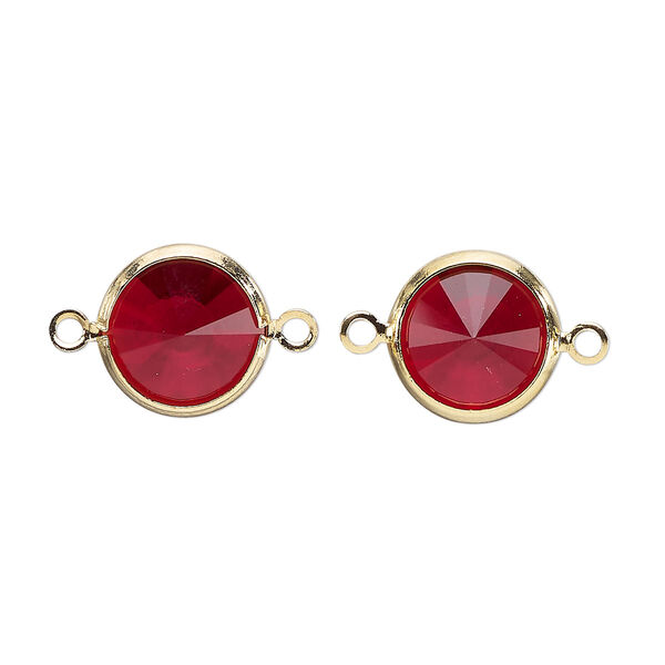 Link, Vintage Crystal™, crystal and  gold-plated brass, Siam, 12mm rivoli. Sold per pkg of 2. image number 0