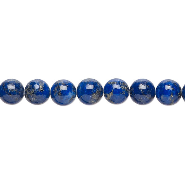 Bead, lapis lazuli (natural), 6mm round, B grade, Mohs hardness 5 to 6. Sold per 15-1/2" to 16" strand. image number 0