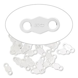 Chain tab, sterling silver, 7x3mm. Sold per pkg of 50.