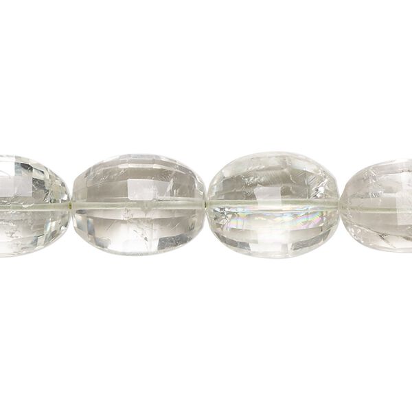 Green quartz 1pkg1, hand-cut faceted puffed oval bead 8 inch 10x8mm-15x12mm image number 0