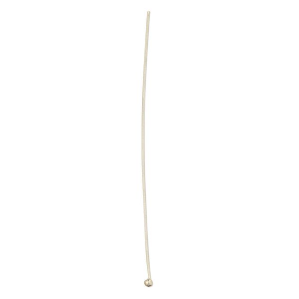 Head pin, 14Kt gold-filled, 2 inches with 1.5mm ball, 24 gauge. Sold per pkg of 4. image number 0