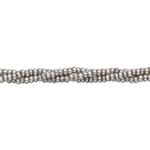 Bead, Hill Tribes, antiqued sterling silver, 2x1mm irregular round. Sold per 8-inch strand, approximately 145 beads.