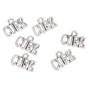 Charm, antique silver-finished "pewter" (zinc-based alloy), 39x29mm-42x31mm "Cure". Sold per pkg of 6.