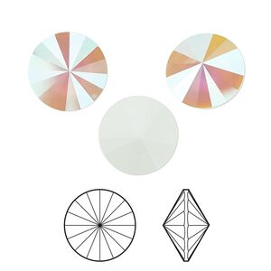 Chaton 2pk crystal powder green AB, Crystal Passions® 14mm rivoli 1122