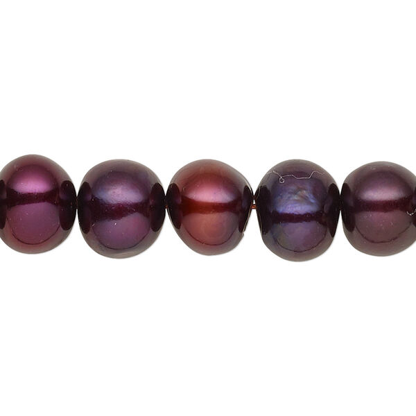 Pearl, cultured freshwater (dyed), berry, 9-11mm semi-round with 0.4mm hole, C grade, Mohs hardness 2-1/2 to 4. Sold per 15-inch strand. image number 0