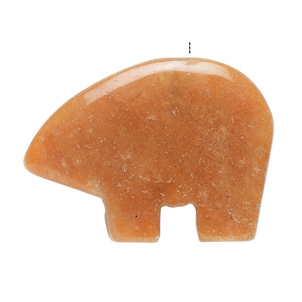 Red aventurine 1pkg1, top-drilled and half-drilled Zuni-style bear focal natural, 34x22mm-38x30m image number 1