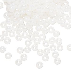 Seed bead, Preciosa Ornela Czech glass, pkg/500g, #6 rocaille, opaque luster alabaster, (57102).