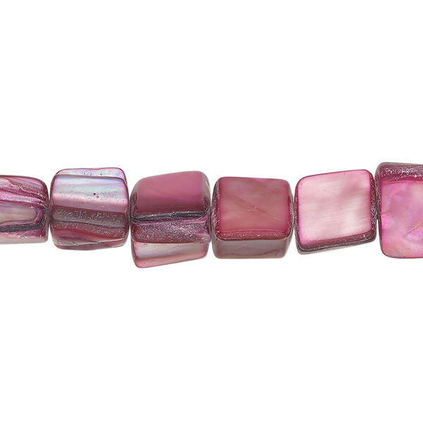 Mother-of-pearl shell 1pkg1, triangle tube bead 15 inch raspberry 6x6mm-11x9mm image number 0