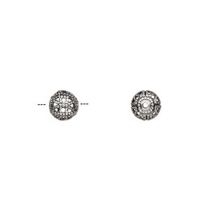 Bead, antique silver-plated brass, 6mm filigree round. Sold per pkg of 100.