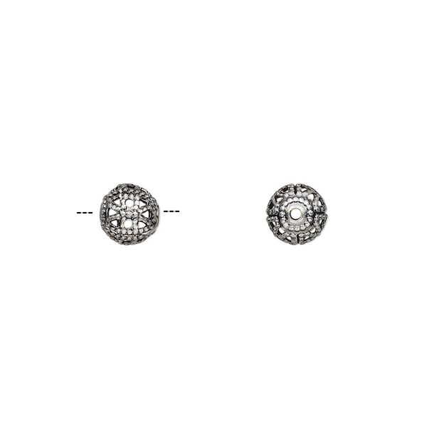 Bead, antique silver-plated brass, 6mm filigree round. Sold per pkg of 100. image number 0