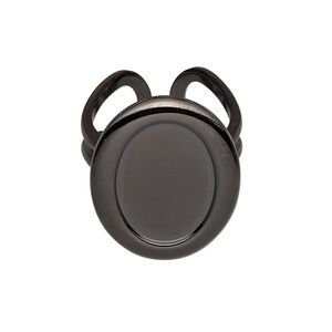 Ring, gunmetal-plated "pewter" (zinc-based alloy), 24x20mm with 18x13mm oval setting, adjustable. Sold individually.