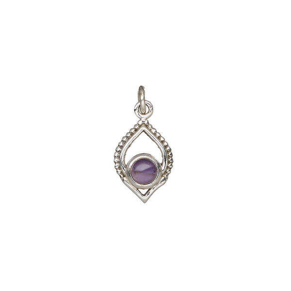 Amethyst / sterling silver 1pkg1, marquise drop natural antiqued 13.5x9mm image number 1