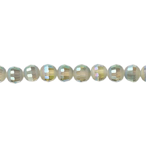 Bead 1pk 96 facets translucent peacock AB half-matte, Celestial Crystal® 6mm round 8 inch image number 0