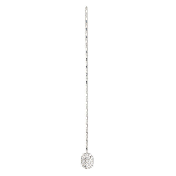 Paddle pin, cubic zirconia and rhodium-plated sterling silver, clear, 2-inch diamond-cut twisted with 6x4.5mm oval, 22 gauge. Sold individually. image number 0