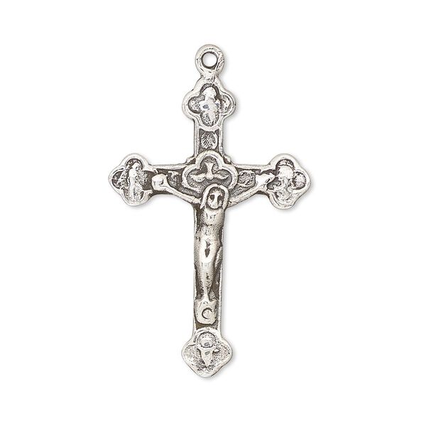 Focal, antiqued sterling silver, 31x20mm crucifix. Sold individually. image number 0