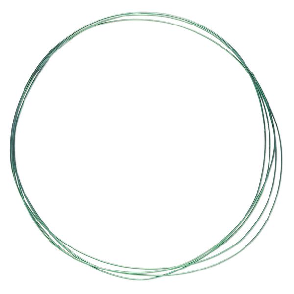 Wire, anodized niobium, green, half-hard, round, 22 gauge. Sold pkg of 5 feet. image number 0