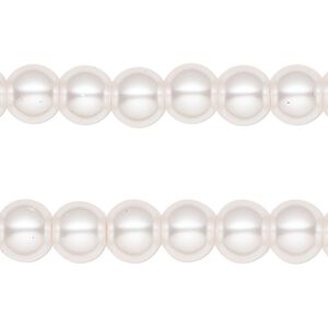 Bead, glass pearl, coated glass, satin pink, 7-8mm round. Sold per pkg of (2) 15-inch strands.